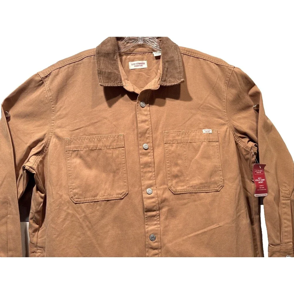 Levi Strauss Utility Shirt Jacket Canvas Snap Up Signature Collection Tan Sm NWT - Picture 11 of 16